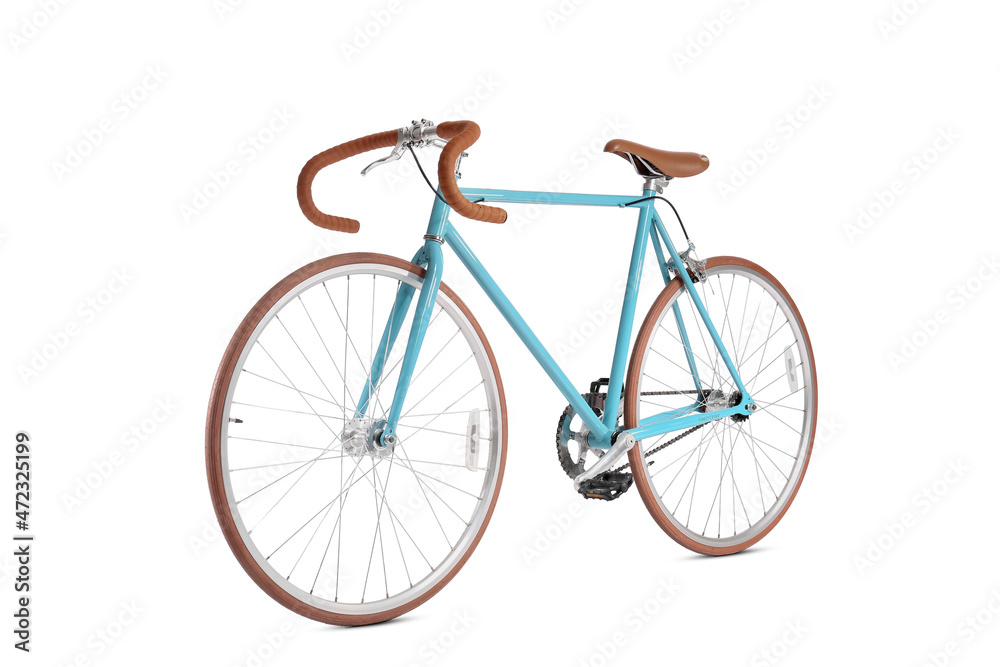 Stylish bicycle on white background