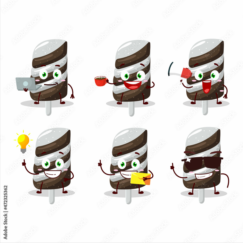 Gummy candy chocolate milk cartoon character with various types of business emoticons Gummy candy chocolate milk cartoon character with various types of business emoticons
