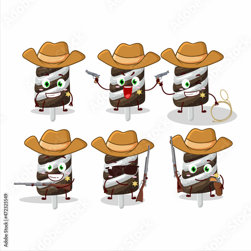 Cool cowboy gummy candy chocolate milk cartoon character with a cute hat