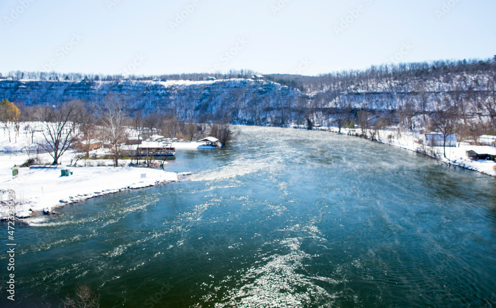 White River at Cotter under Winter Snow