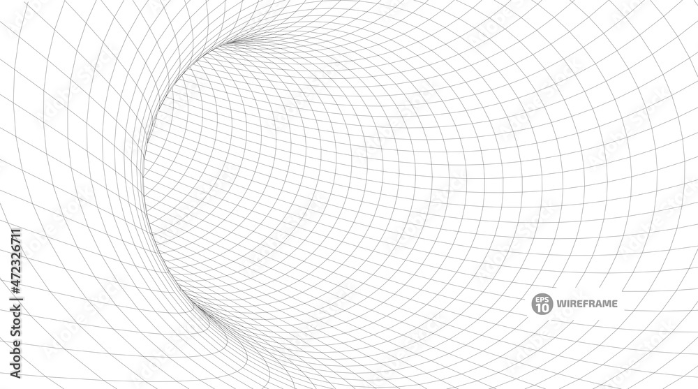 Abstract object in wireframe mesh tunnels. 3D illustration of a landscape concept. Digital cyberspace in the performance of lines and points. Isolated object. Data Array. Grid technology illustration Abstract object in wireframe mesh tunnels. 3D illustration of a landscape concept. Digital cyberspace in the performance of lines and points. Isolated object. Data Array. Grid technology illustration