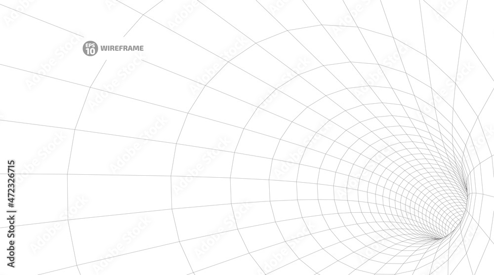 Abstract object in wireframe mesh tunnels. 3D illustration of a landscape concept. Digital cyberspace in the performance of lines and points. Isolated object. Data Array. Grid technology illustration Abstract object in wireframe mesh tunnels. 3D illustration of a landscape concept. Digital cyberspace in the performance of lines and points. Isolated object. Data Array. Grid technology illustration