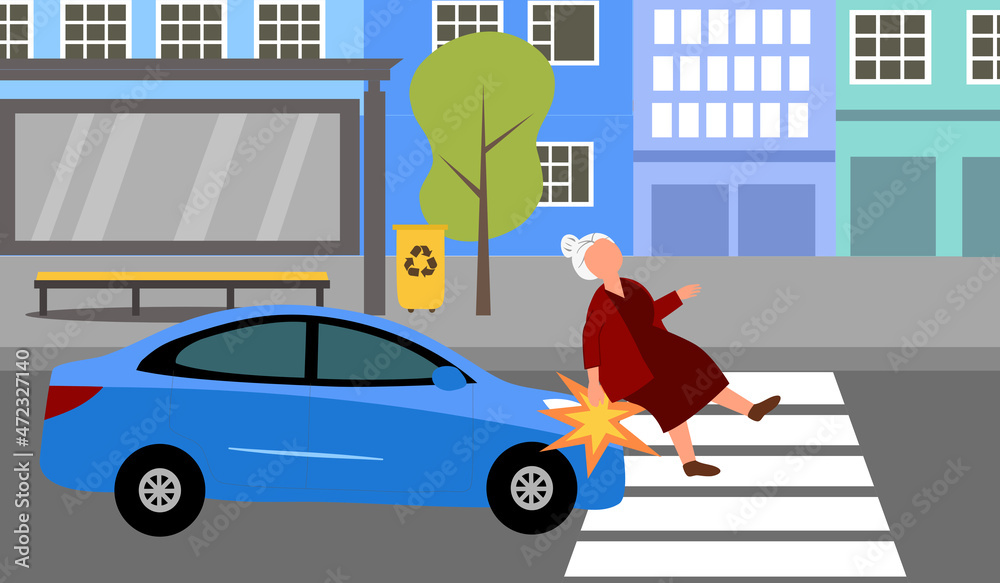 Premium Vector  Crosswalk accident flat vector illustration