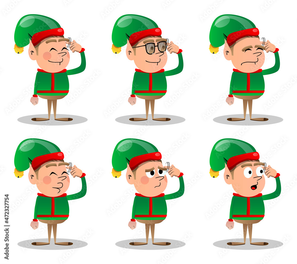 Christmas Elf shows a you're nuts gesture by twisting his finger around his temple. Vector cartoon character illustration of Santa Claus's little worker, helper. Christmas Elf shows a you're nuts gesture by twisting his finger around his temple. Vector cartoon character illustration of Santa Claus's little worker, helper.