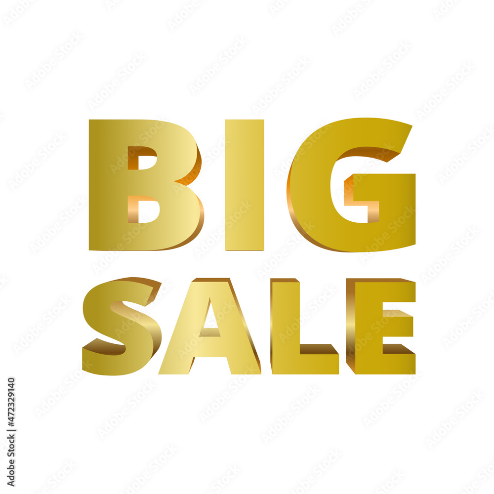 Golden Big sale 2.5D text vector. Use for discount sale promotion banner, website, poster, etc. Golden Big sale 2.5D text vector. Use for discount sale promotion banner, website, poster, etc.