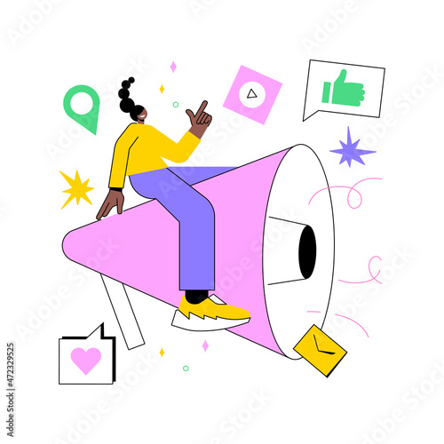 Advertising abstract concept vector illustration. Ad, billboard marketing, brand reputation, target audience, digital agency team, media planning, product promotion campaign abstract metaphor.