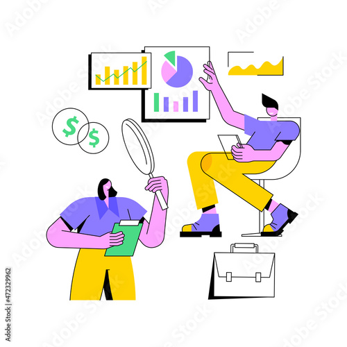 Financial adviser abstract concept vector illustration. Top investment advisors, money management services, personalized financial plan, tax strategy, reach financial goals abstract metaphor.