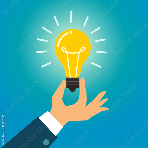 vector illustration of a business holding a light bulb.