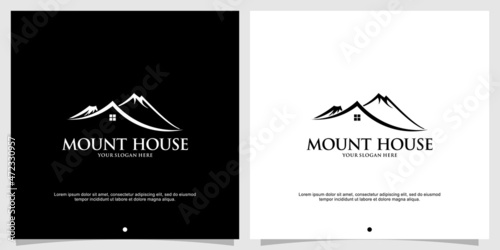 Mountain house logo abstract with creative concept Premium Vector
