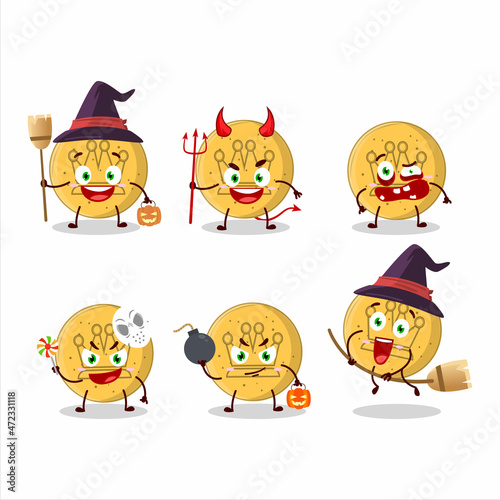 Halloween expression emoticons with cartoon character of dalgona candy king