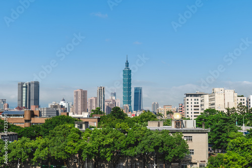 skyline of taipei city with 101 tower in taiwan