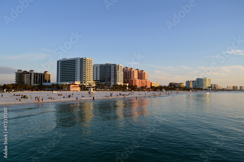 Beautiful view of Clearwater Beach and resorts at sunset © Quinn