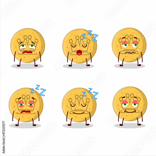 Cartoon character of dalgona candy king with sleepy expression