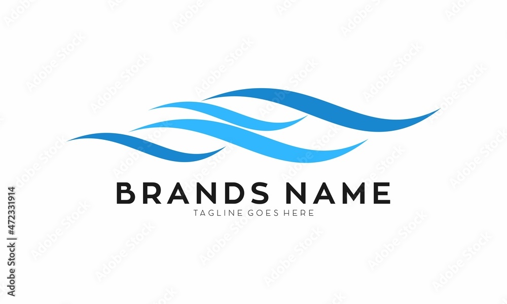 Elegant sea wave illustration vector logo Elegant sea wave illustration vector logo