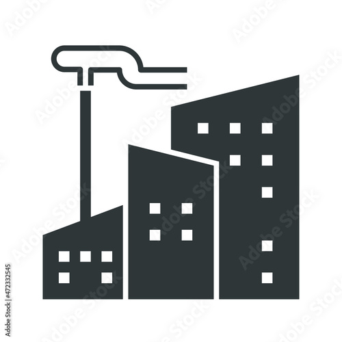 Factory industrial building icon set. Solid icon sign concept. vector illustration.