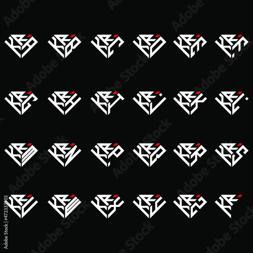 KRA to KRZ letter logo creative design in diamond shape
 photo