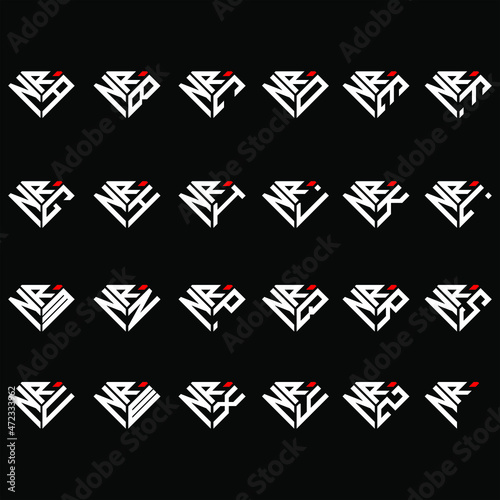NRA to NRZ letter logo creative design in diamond shape
 photo