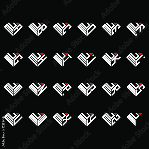 MUA to MUZ letter logo creative design in diamond shape
