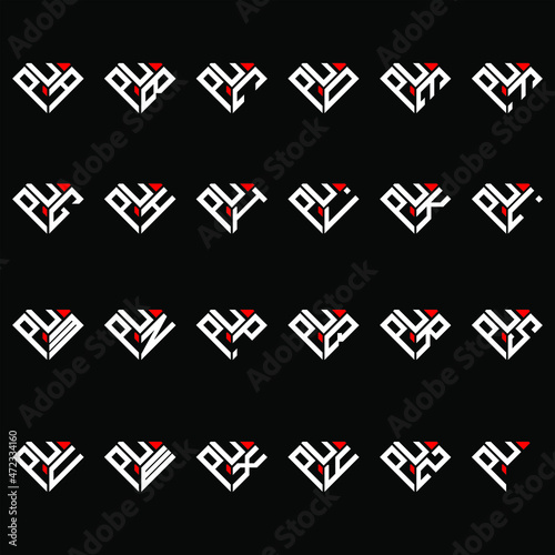 PUA to PUZ letter logo creative design in diamond shape
