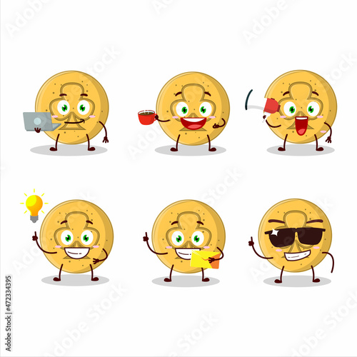 Dalgona candy trefoils cartoon character with various types of business emoticons