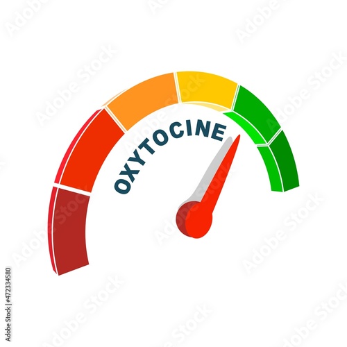 Oxytocin love hormone level scale. Concept of medicine and pharmacy