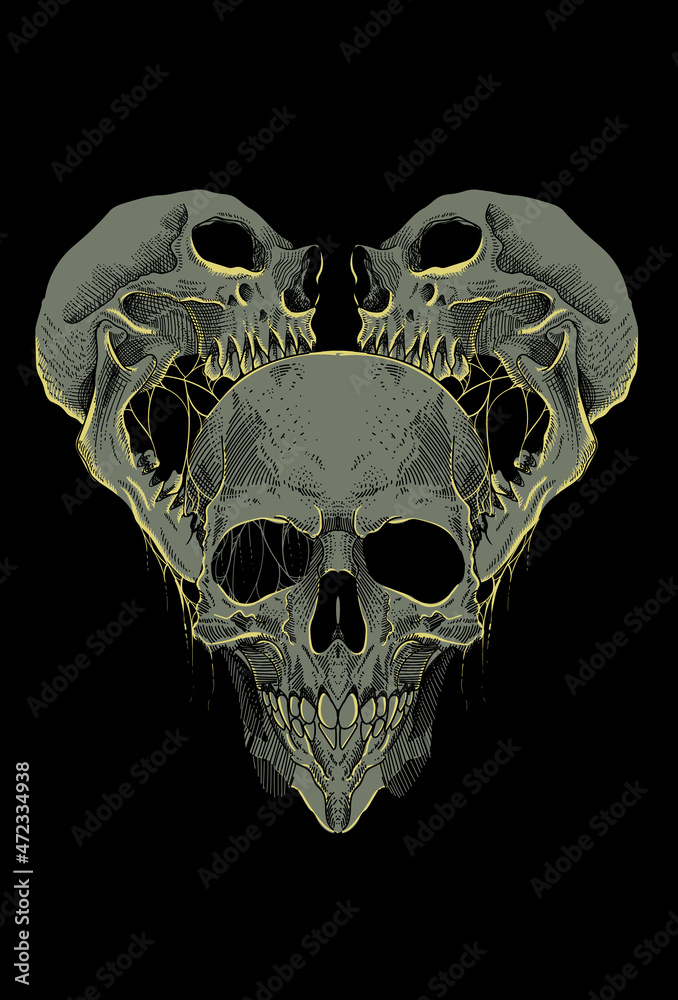 Skull artwork illustration hand drawing Skull artwork illustration hand drawing