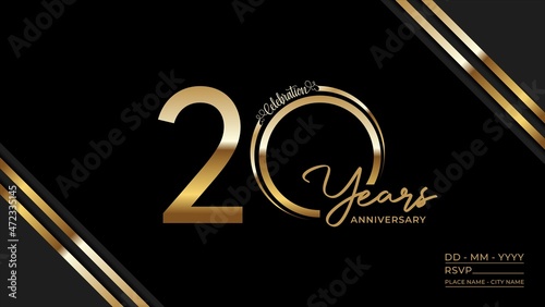 20th anniversary logotype. Golden anniversary celebration emblem design for booklet, leaflet, magazine, brochure poster, web, invitation or greeting card. Vector illustrations. EPS 10