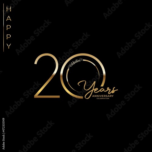 20th anniversary logotype. Golden anniversary celebration emblem design for booklet, leaflet, magazine, brochure poster, web, invitation or greeting card. Vector illustrations. EPS 10