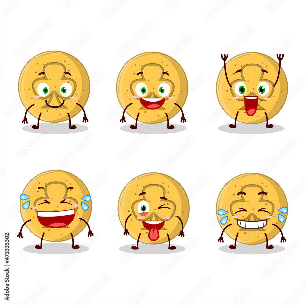 Cartoon character of dalgona candy trefoils with smile expression