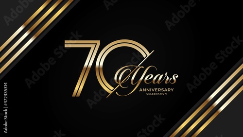 70th anniversary logotype. Golden anniversary celebration emblem design for booklet, leaflet, magazine, brochure poster, web, invitation or greeting card. Vector illustrations. EPS 10