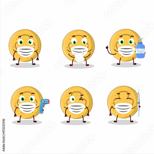 A picture of dalgona candy trefoils cartoon design style keep staying healthy during a pandemic