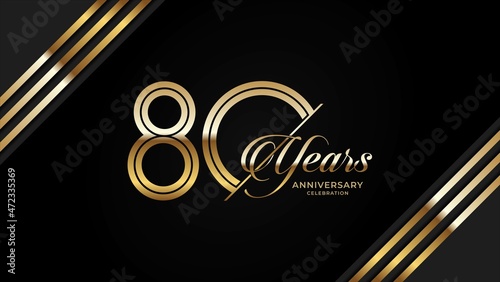 80th anniversary logotype. Golden anniversary celebration emblem design for booklet, leaflet, magazine, brochure poster, web, invitation or greeting card. Vector illustrations. EPS 10