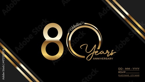 80th anniversary logotype. Golden anniversary celebration emblem design for booklet, leaflet, magazine, brochure poster, web, invitation or greeting card. Vector illustrations. EPS 10 photo