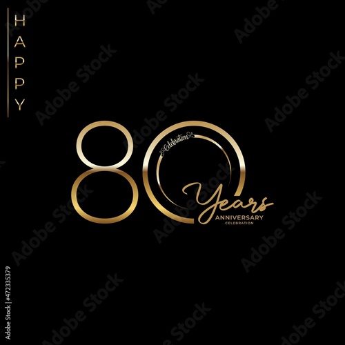 80th anniversary logotype. Golden anniversary celebration emblem design for booklet, leaflet, magazine, brochure poster, web, invitation or greeting card. Vector illustrations. EPS 10