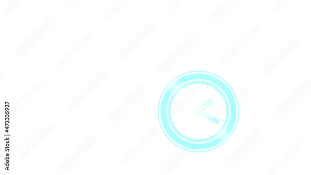 Animation of clock moving fast on white background Animation of clock moving fast on white background