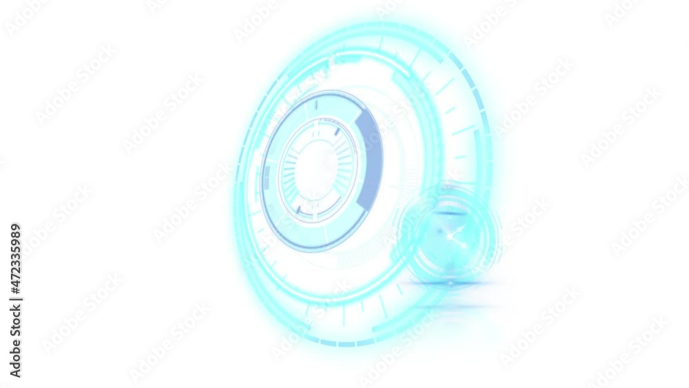 Animation of clock moving fast and scope scanning on white background Animation of clock moving fast and scope scanning on white background