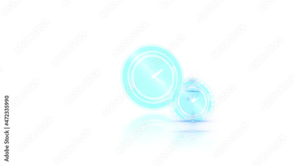 Animation of clocks moving fast on white background Animation of clocks moving fast on white background