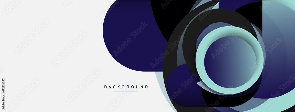 Creative geometric wallpaper. Minimal abstract background. Circles composition vector illustration for wallpaper banner background or landing page Creative geometric wallpaper. Minimal abstract background. Circles composition vector illustration for wallpaper banner background or landing page