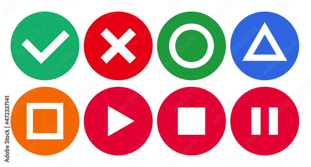 A set of icons of various symbols. Colorful and versatile.