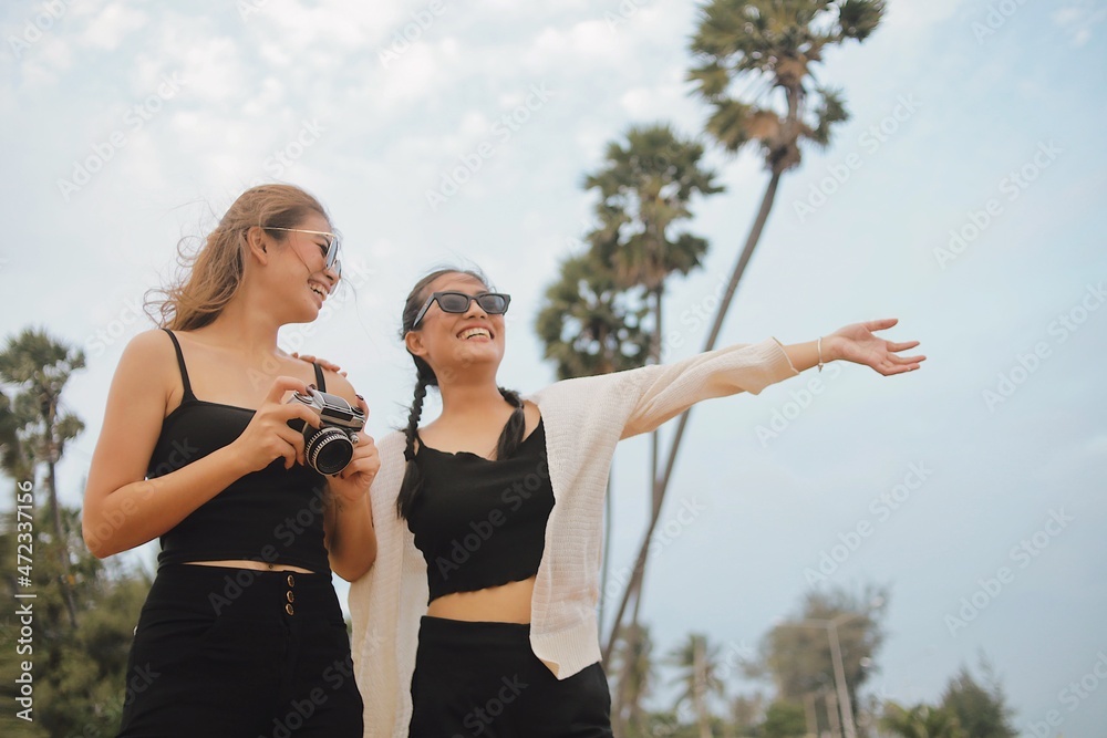 two women in a park two women in a park