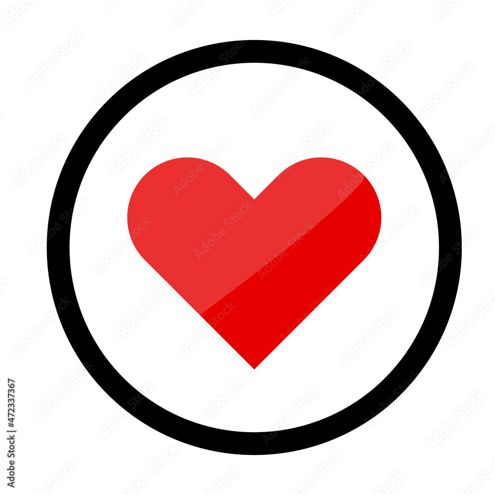 A heart symbol icon surrounded by a black circle. Vector. A heart symbol icon surrounded by a black circle. Vector.