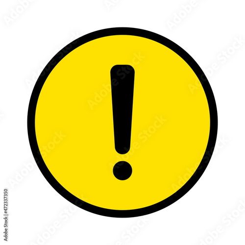 Round exclamation icon in yellow. It depict caution or warning or etc. Vector.