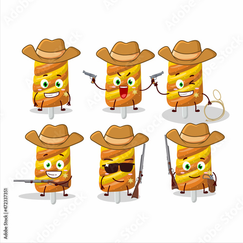 Cool cowboy gummy candy orange cartoon character with a cute hat
