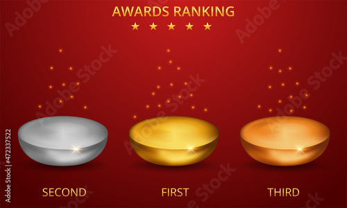 Winner background with golden, silver and bronze