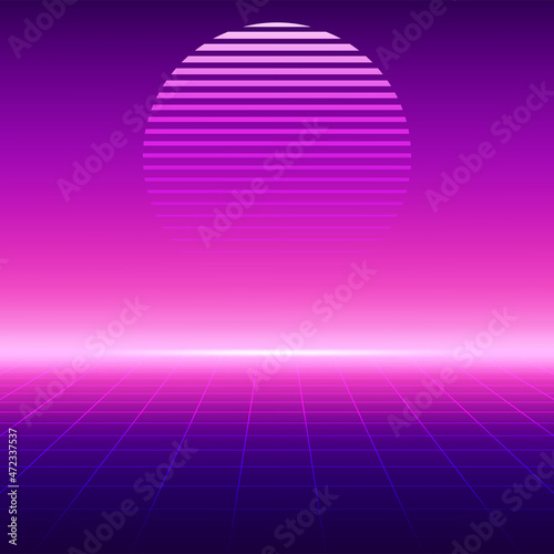Retro futuristic background 1980s style