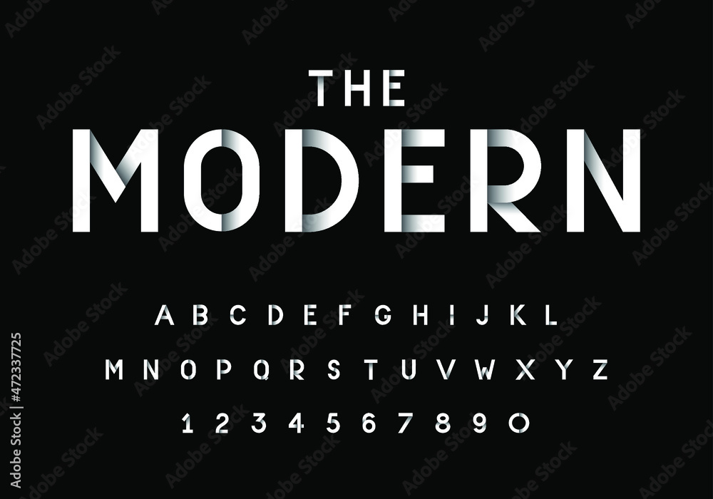Stylised modern font and alphabet vector set