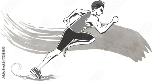 勢いよく走っている男性のイメージイラスト