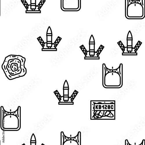 Space Researchment Equipment Vector Seamless Pattern Thin Line Illustration