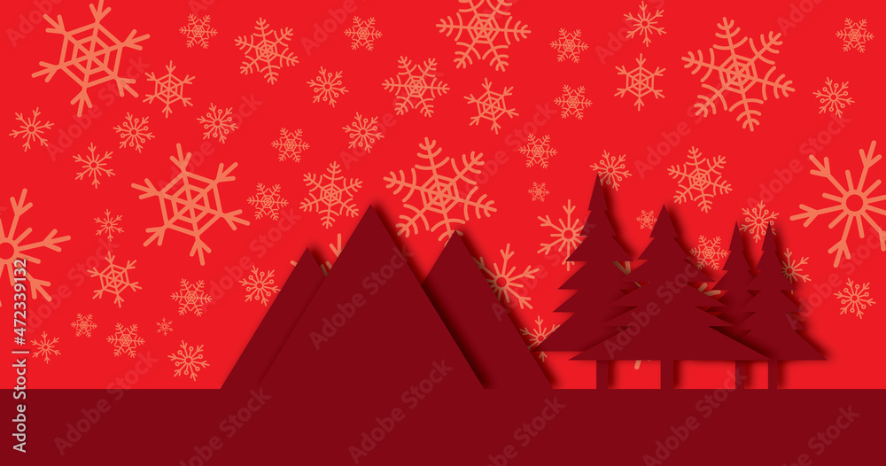 Red christmas with snowflakes Background. Vector