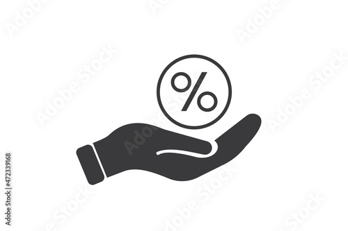 Hand with Discount percent icon on white background for website, application, printing, document, poster design, etc. vector EPS10